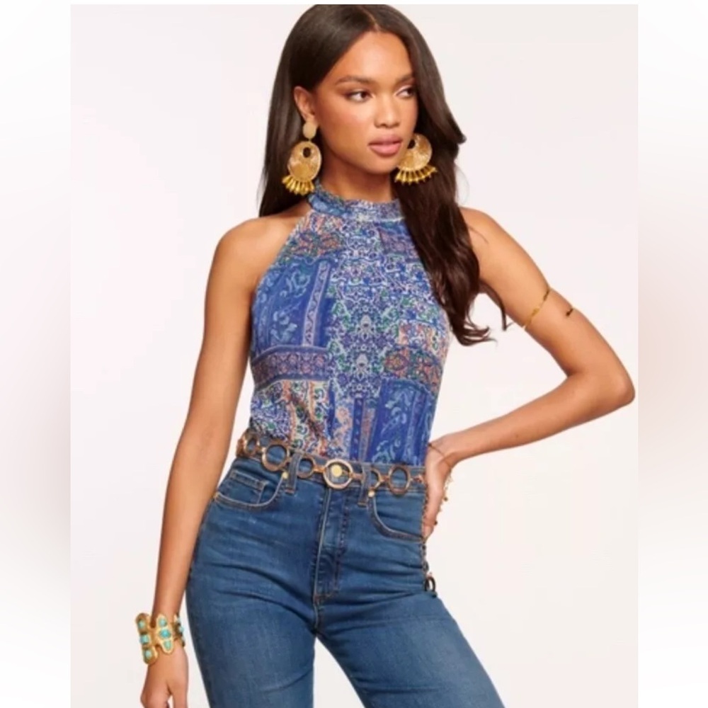 Ramy Brook Arlene Floral High Neck Halter Top Size S/P NEW WITH TAGS